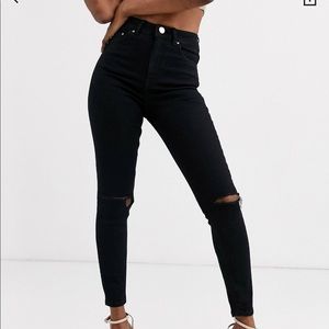 ASOS “Ridley” High Waist Black Skinny Jeans
